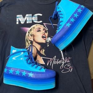 Miley Cyrus X Converse blue platform high top shoes